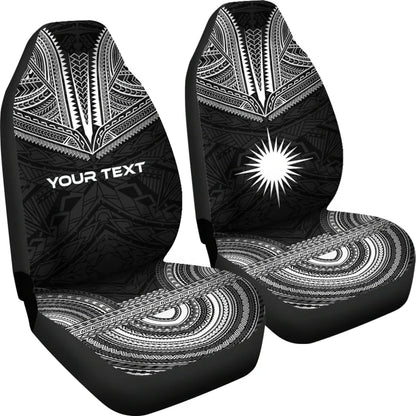 Marshall Islands Custom Personalised Car Seat Cover - Marshall Islands Flag Polynesian Chief Tattoo Black Version