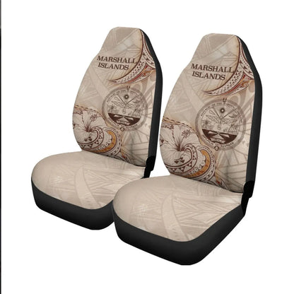 Marshall Islands Car Seat Cover - Hibiscus Flowers Vintage Style