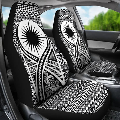 Marshall Islands Car Seat Cover - Marshall Islands Flag Polynesian Tattoo Black