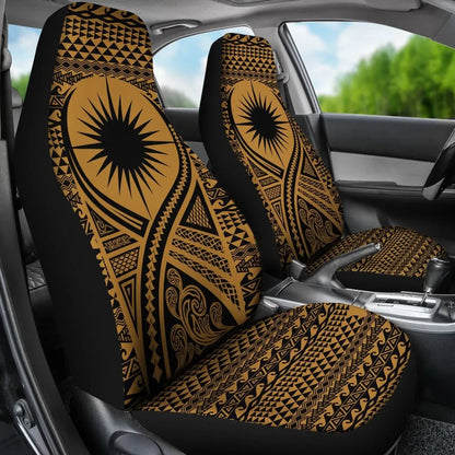 Marshall Islands Car Seat Cover - Marshall Islands Flag Polynesian Tattoo Gold