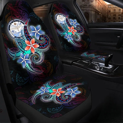 Marshall Islands Car Seat Cover - Plumeria Flowers Style
