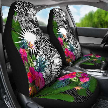 Marshall Islands Car Seat Covers - Turtle Plumeria Banana Leaf