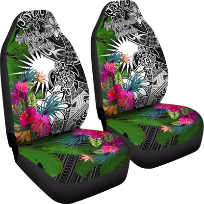 Marshall Islands Car Seat Covers - Turtle Plumeria Banana Leaf