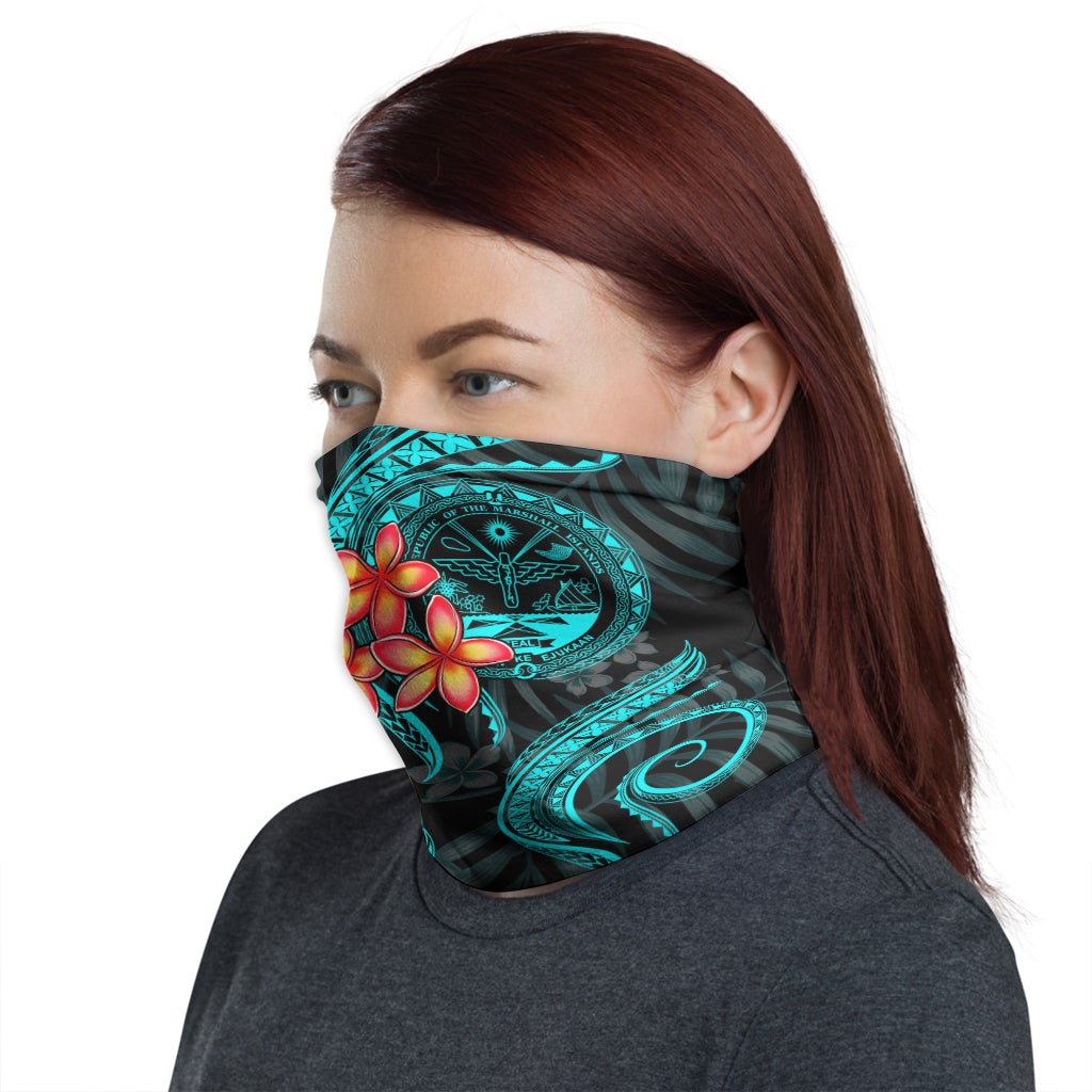 Marshall Islands Coat of arm Neck Gaiter - Plumeria Turquoise