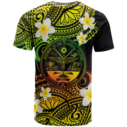 Marshall Islands Crest Custom Personalised T-Shirt - Plumeria Polynesian Vibe Reggae