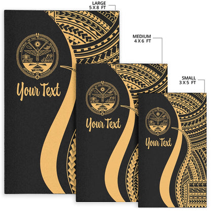 Marshall Islandss Custom Personalised Area Rug - Gold Polynesian Tentacle Tribal Pattern Crest