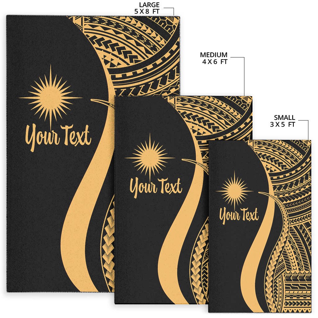 Marshall Islandss Custom Personalised Area Rug - Gold Polynesian Tentacle Tribal Pattern