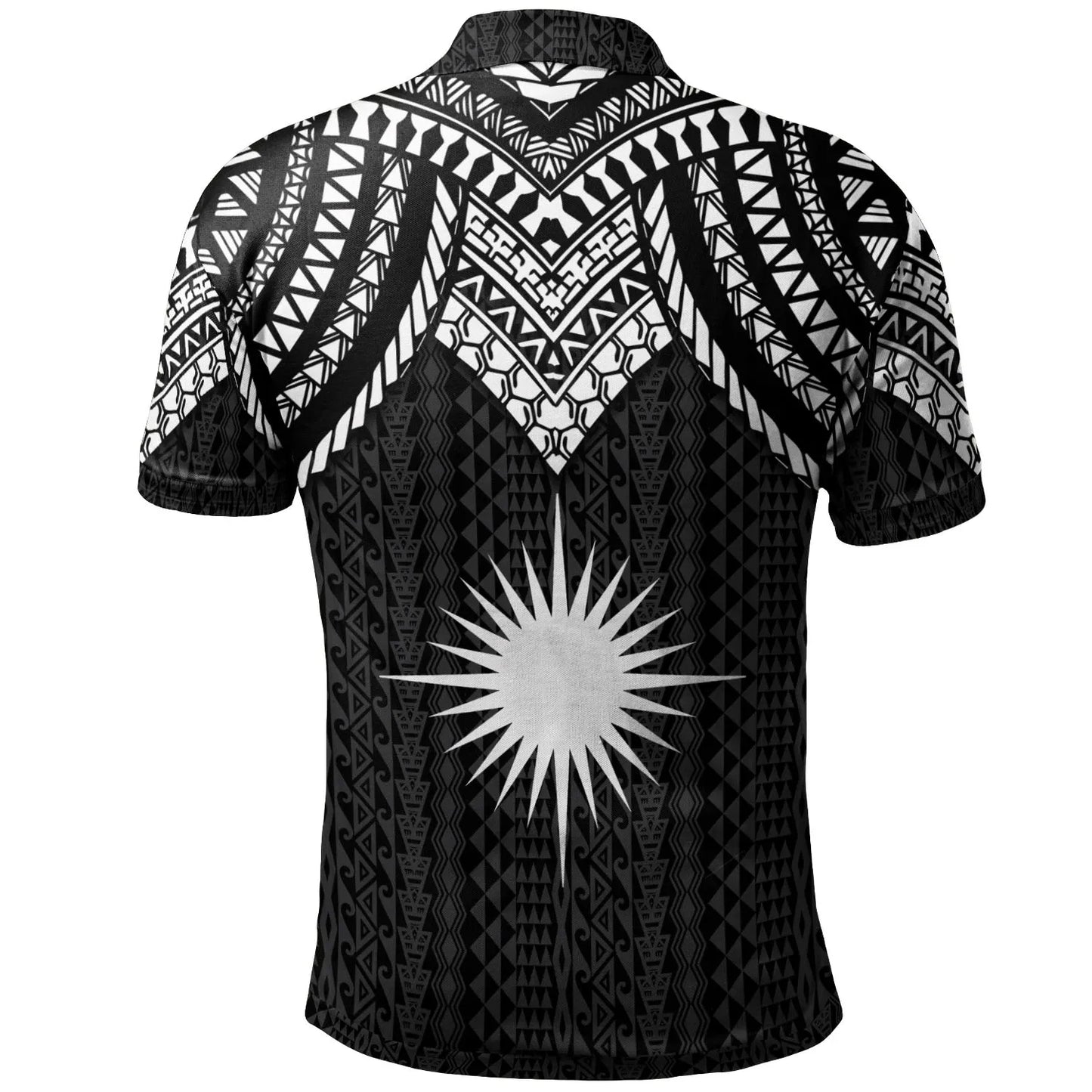 Marshall Islands Custom Personalised Polo Shirt - Polynesian Armor Style Black