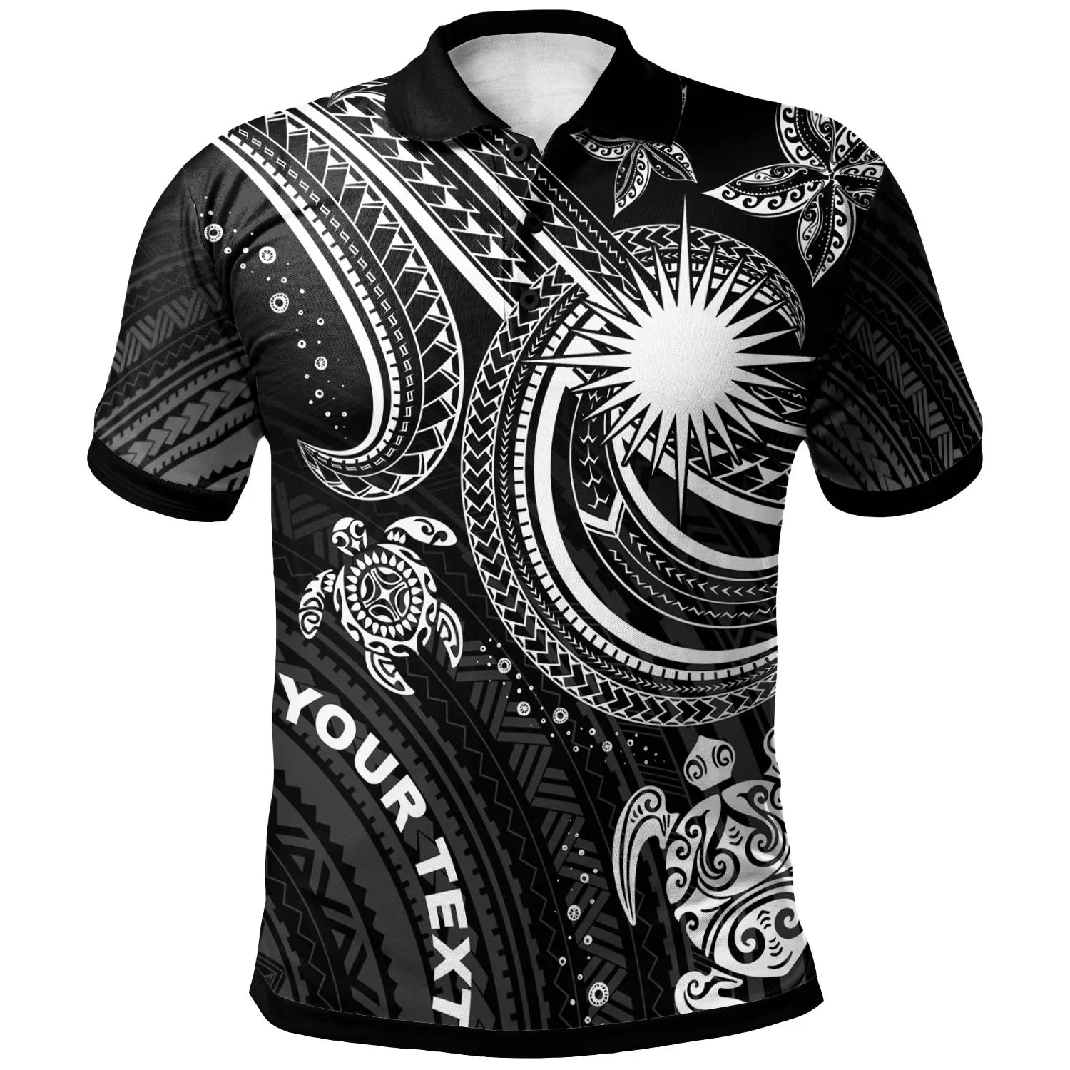 Marshall Islands Custom Personalised Polo Shirt - White Turtle