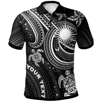 Marshall Islands Custom Personalised Polo Shirt - White Turtle