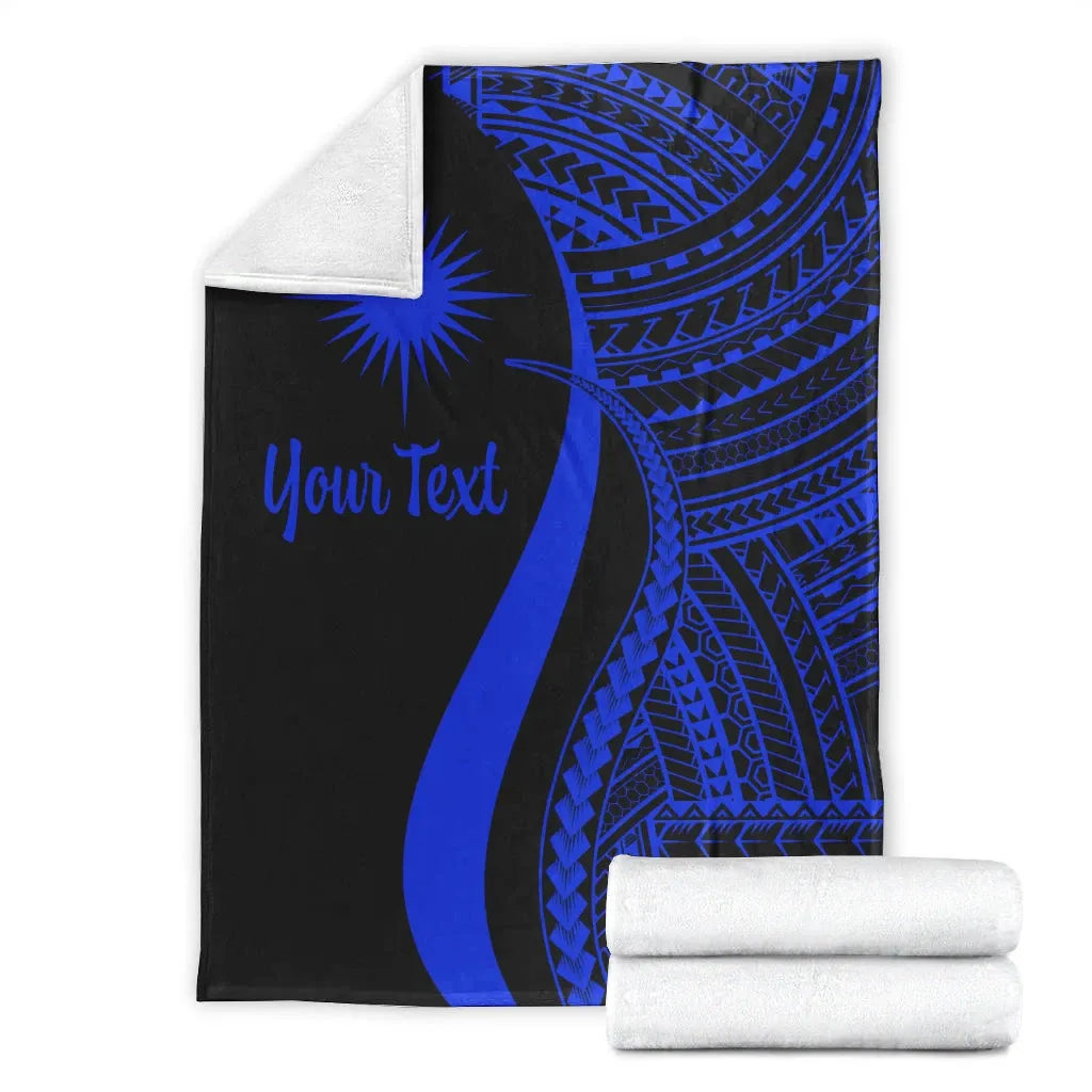 Marshall Islands Custom Personalised Premium Blanket - Blue Polynesian Tentacle Tribal Pattern