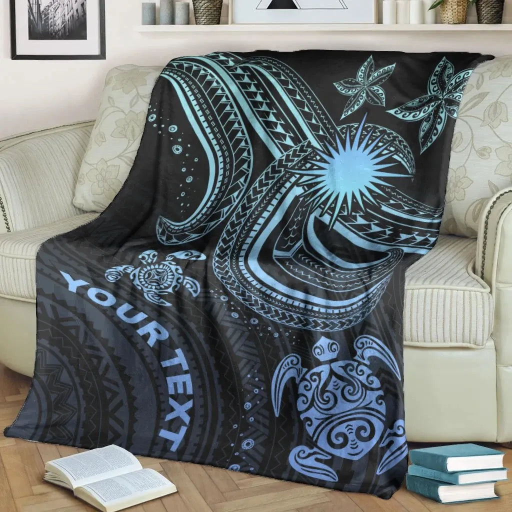 Marshall Islands Custom Personalised Premium Blanket- Blue Turtle
