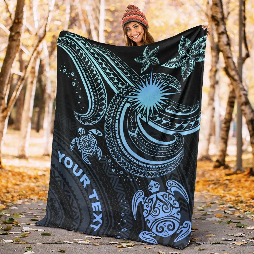 Marshall Islands Custom Personalised Premium Blanket- Blue Turtle