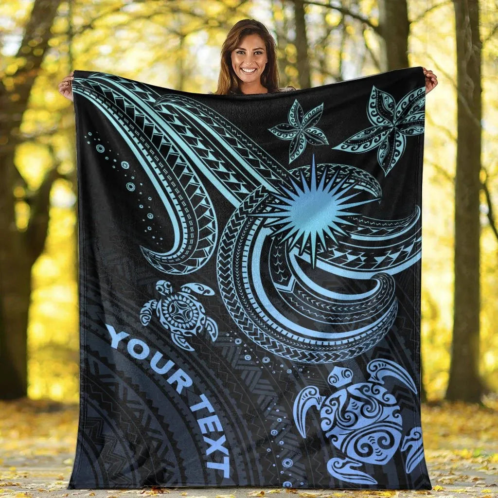 Marshall Islands Custom Personalised Premium Blanket- Blue Turtle