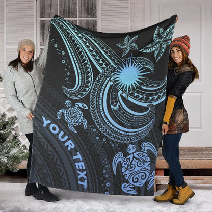 Marshall Islands Custom Personalised Premium Blanket- Blue Turtle