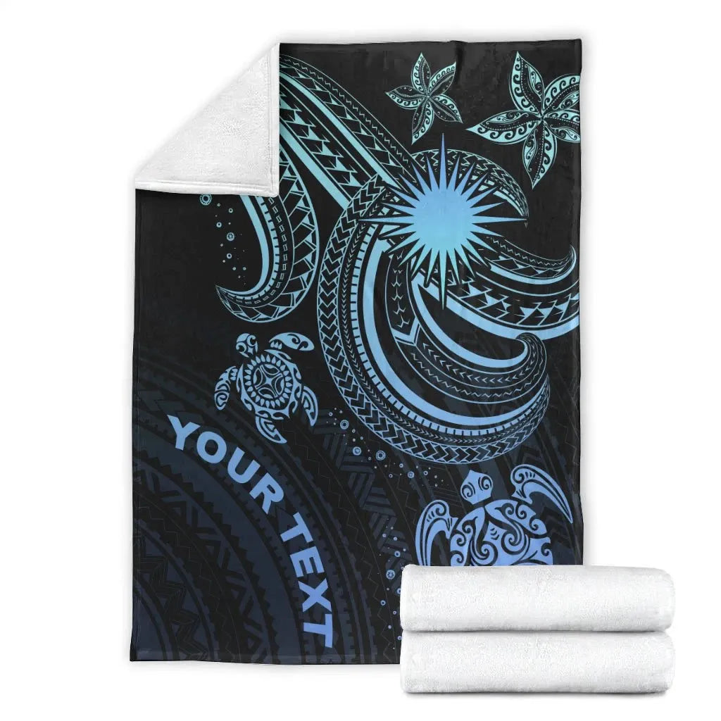 Marshall Islands Custom Personalised Premium Blanket- Blue Turtle