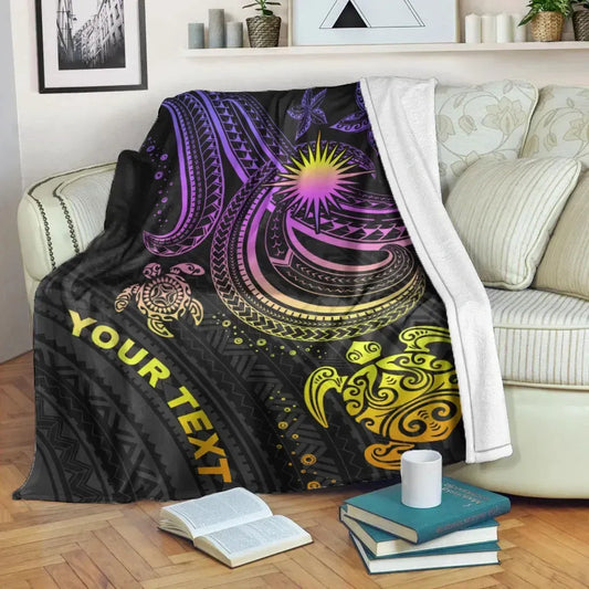 Marshall Islands Custom Personalised Premium Blanket- Pink Turtle