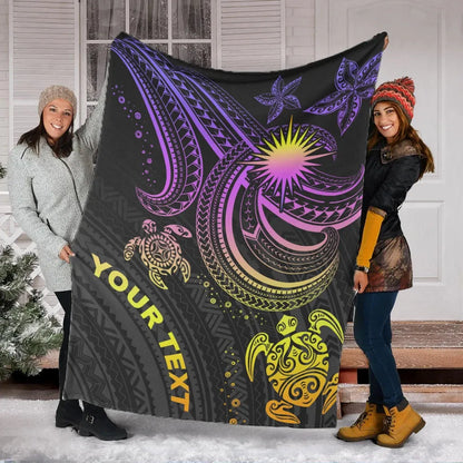 Marshall Islands Custom Personalised Premium Blanket- Pink Turtle