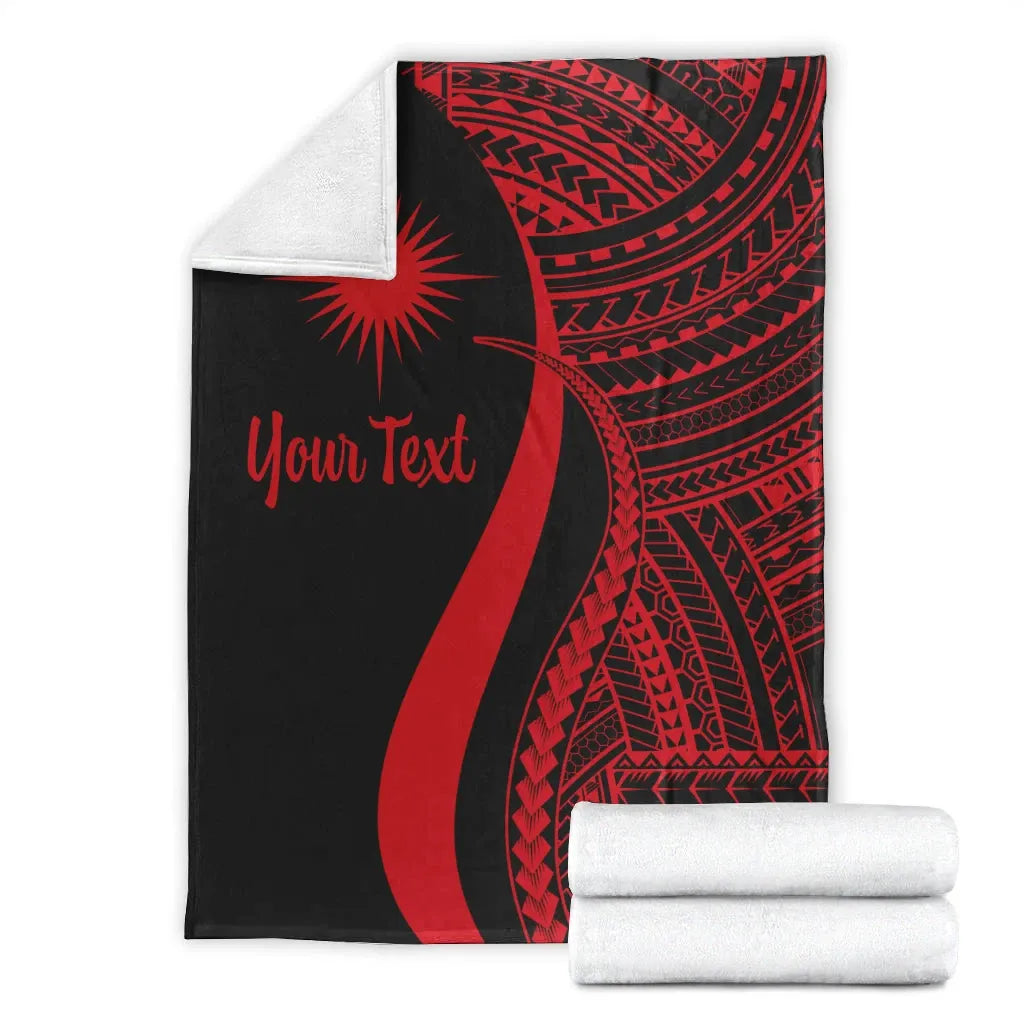 Marshall Islands Custom Personalised Premium Blanket - Red Polynesian Tentacle Tribal Pattern