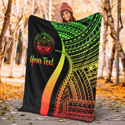 Marshall Islands Custom Personalised Premium Blanket - Reggae Polynesian Tentacle Tribal Pattern Crest