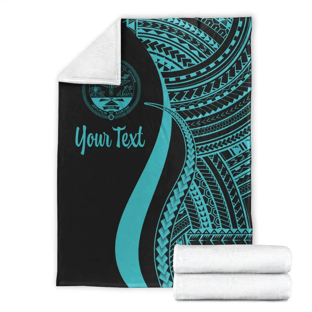 Marshall Islands Custom Personalised Premium Blanket - Turquoise Polynesian Tentacle Tribal Pattern Crest