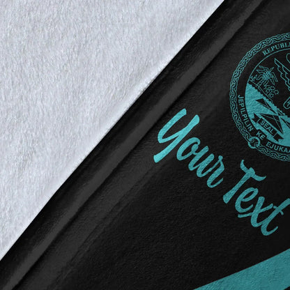 Marshall Islands Custom Personalised Premium Blanket - Turquoise Polynesian Tentacle Tribal Pattern Crest