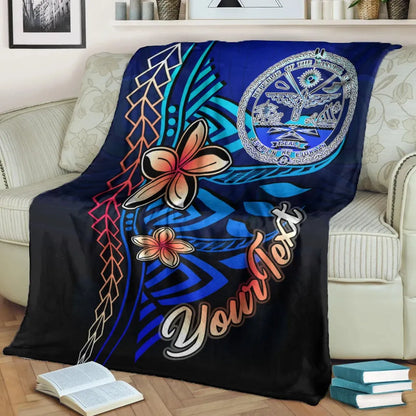 Marshall Islands Custom Personalised Premium Blanket - Vintage Tribal Mountain Crest