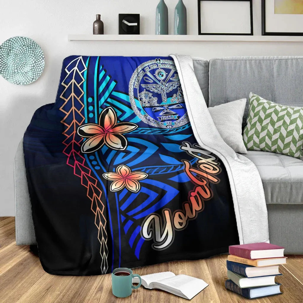 Marshall Islands Custom Personalised Premium Blanket - Vintage Tribal Mountain Crest