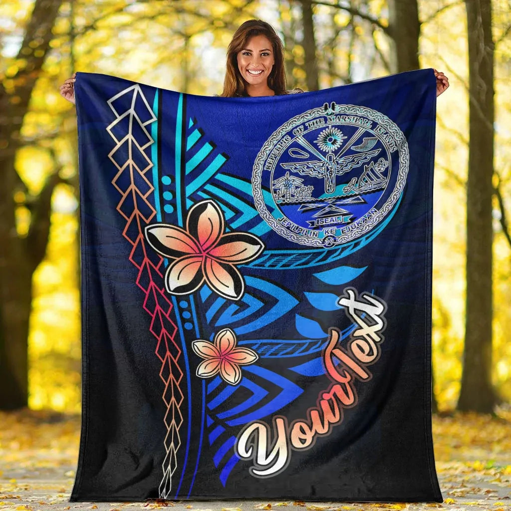 Marshall Islands Custom Personalised Premium Blanket - Vintage Tribal Mountain Crest