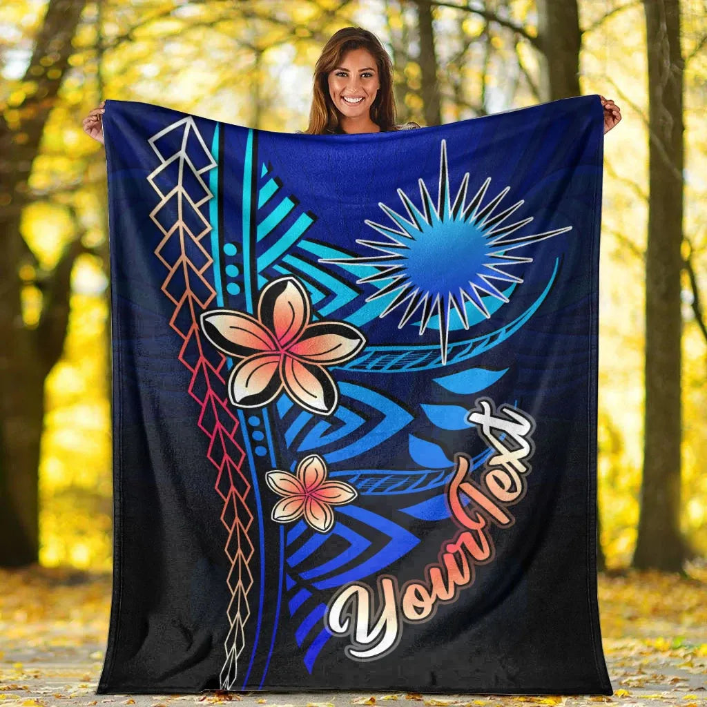 Marshall Islands Custom Personalised Premium Blanket - Vintage Tribal Mountain