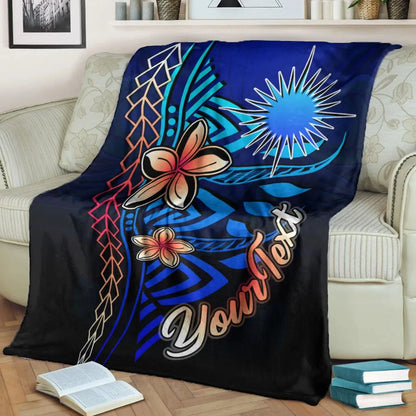 Marshall Islands Custom Personalised Premium Blanket - Vintage Tribal Mountain