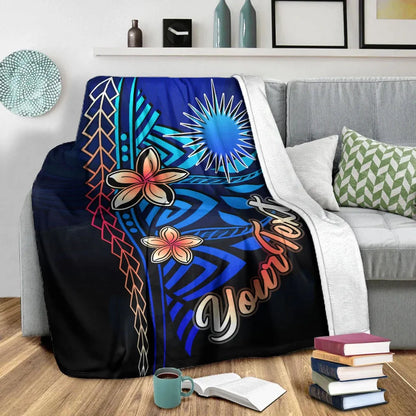 Marshall Islands Custom Personalised Premium Blanket - Vintage Tribal Mountain