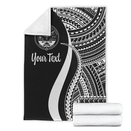 Marshall Islands Custom Personalised Premium Blanket - White Polynesian Tentacle Tribal Pattern Crest