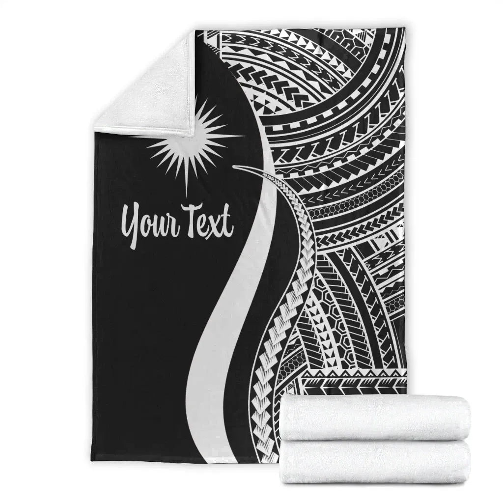 Marshall Islands Custom Personalised Premium Blanket - White Polynesian Tentacle Tribal Pattern
