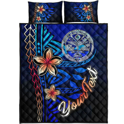 Marshall Islands Custom Personalised Quilt Bed Set - Vintage Tribal Mountain Crest