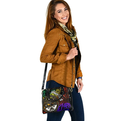 Marshall Islands Custom Personalised Shoulder Handbag - Rainbow Polynesian Pattern Crest