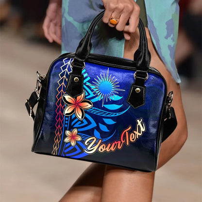 Marshall Islands Custom Personalised Shoulder Handbag - Vintage Tribal Mountain