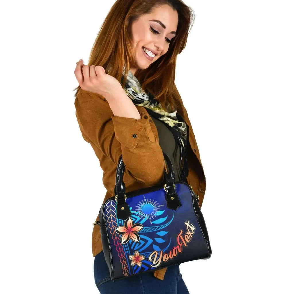Marshall Islands Custom Personalised Shoulder Handbag - Vintage Tribal Mountain