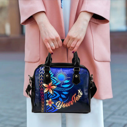 Marshall Islands Custom Personalised Shoulder Handbag - Vintage Tribal Mountain