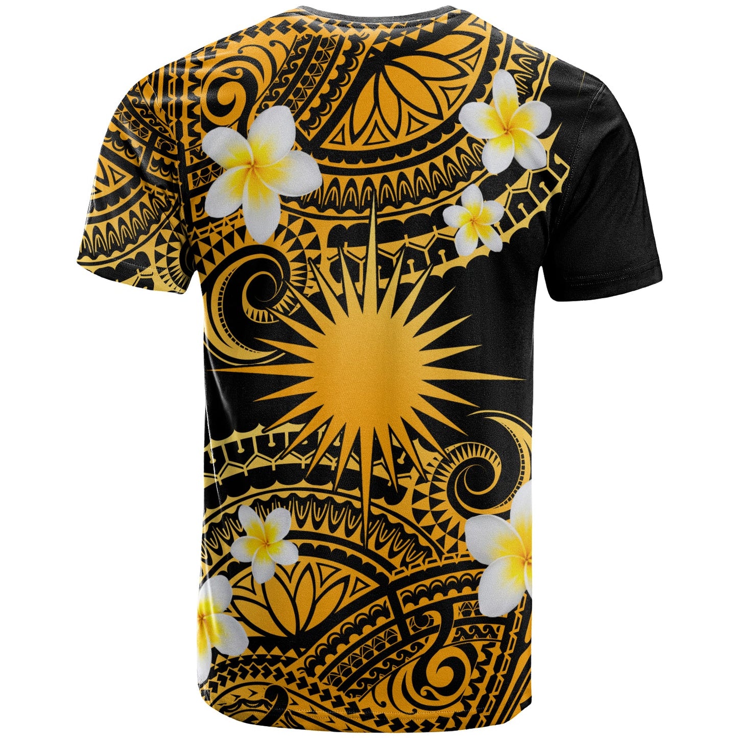 Marshall Islands Custom Personalised T-Shirt - Plumeria Polynesian Vibe Gold