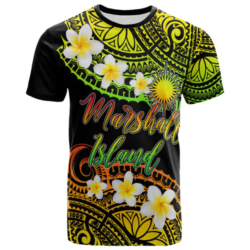 Marshall Islands Custom Personalised T-Shirt - Plumeria Polynesian Vibe Reggae