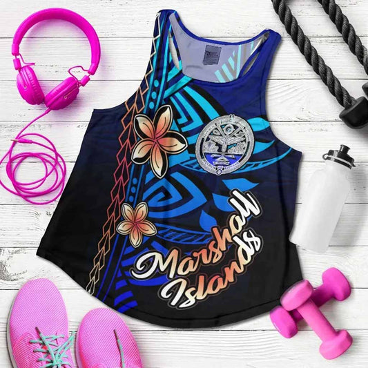 Marshall Islands Custom Personalised Women Racerback Tank - Vintage Tribal Mountain Crest