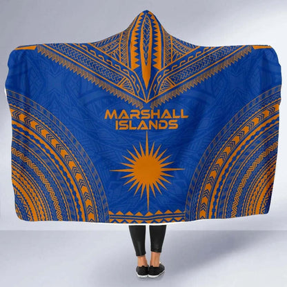 Marshall Islands Flag Polynesian Chief Hooded Blanket