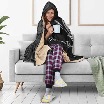 Marshall Islands Hooded Blanket - Fish With Plumeria Flowers Style