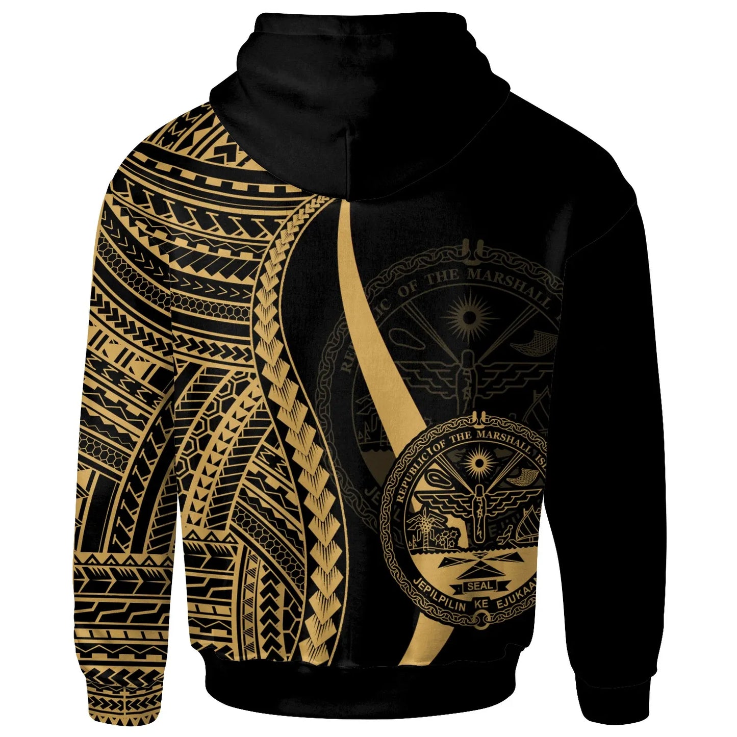 Marshall Islands Hoodie Gold - Tentacle Tribal Pattern Crest