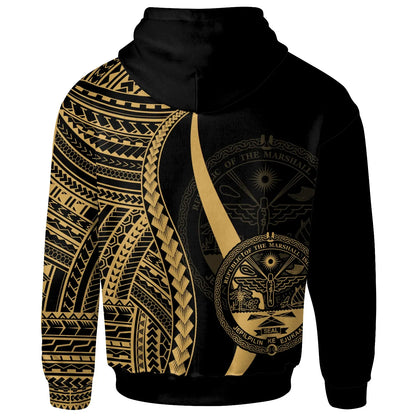 Marshall Islands Hoodie Gold - Tentacle Tribal Pattern Crest
