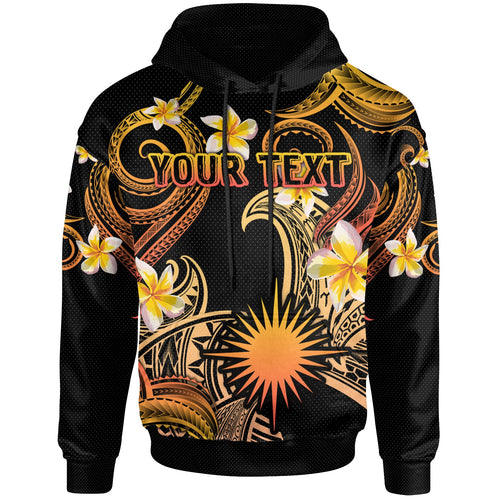 Marshall Islands Hoodie - Custom Personalised Polynesian Waves with Plumeria Flowers (Orange)