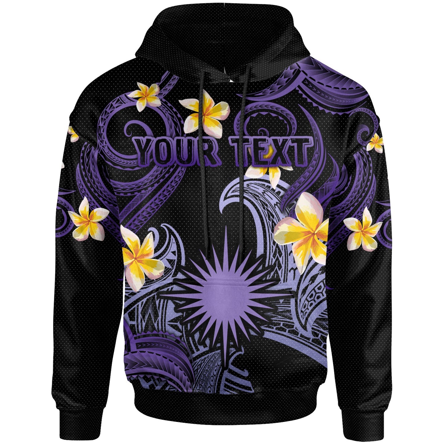Marshall Islands Hoodie - Custom Personalised Polynesian Waves with Plumeria Flowers (Purple)