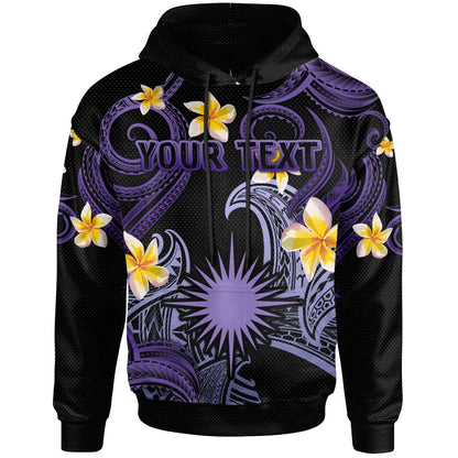 Marshall Islands Hoodie - Custom Personalised Polynesian Waves with Plumeria Flowers (Purple)