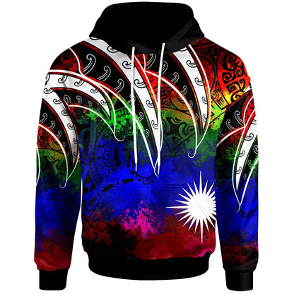 Marshall Islands Hoodie - Tropical Leaf Rainbow Color